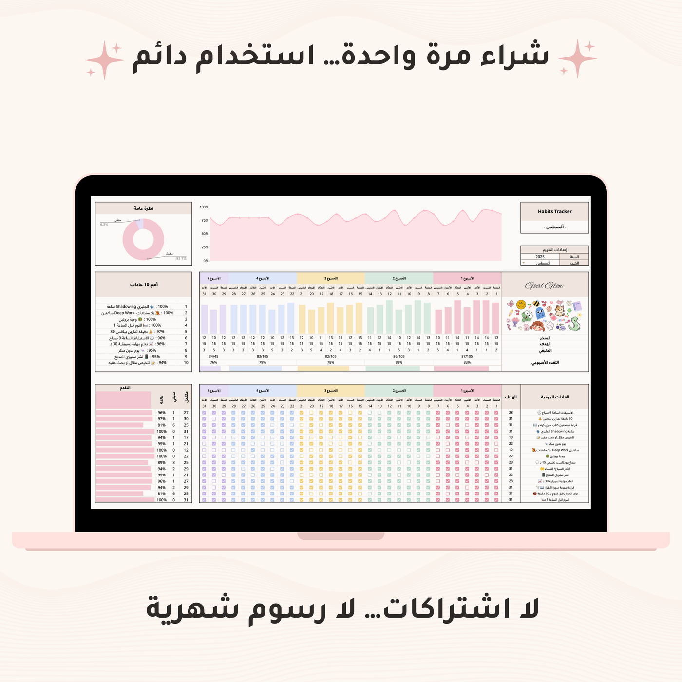 قالب قوقل شيت ذكي - متتبع عادات